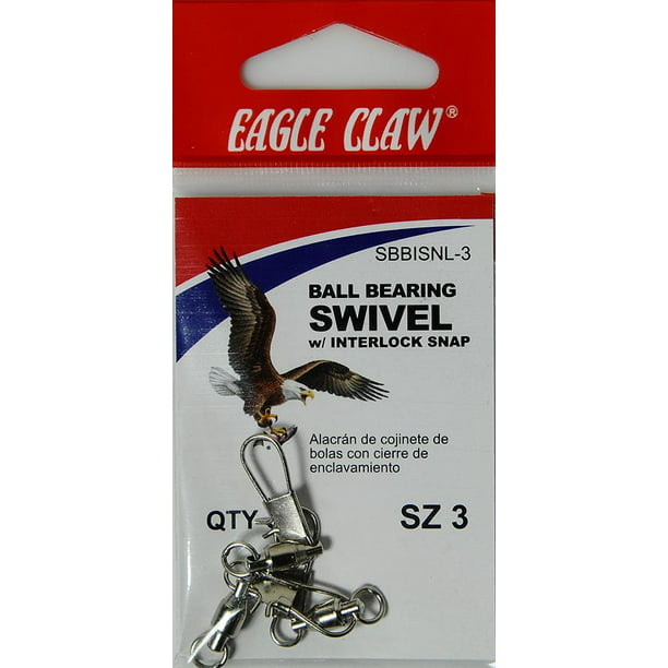 EB170102 01034-003 48 Eagle Claw Sz.3 Red Barrel Émerillons avec Interlock Snap